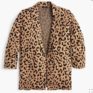 J. Crew Sophie Open Front Sweater Blazer Leopard